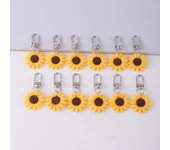 12pcs PVC Sunflower Keychain Ornament Flower Shape Pendant Purse Bag Accessories For Girls Women, Thanksgiving Gifts
