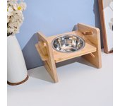 Bamboo Elevated Dog Bowls with Stand Adjustable Raised Puppy Cat Food Water Bowls Holder Feeder for Small Medium Pets