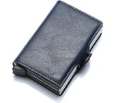 Antitheft Men id Bank Credit Card Holder Double Rfid Blocking Wallet Leather Security Aluminum Box Metal Purse Cardholder Case