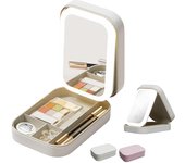 Organizador de maquillaje de viaje con Espejo LED, Bolsa de Cosméticos portátil con brillo ajustable en 3 colores