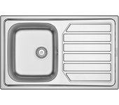Fregadero de Cocina Encastrar Encimera Cuadrado 80x50  1 Seno 1 Escurridor  Reversible Sin Agujero Grifo  Acero Inoxidable AISI 304  Fabricado en Europa