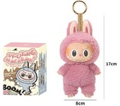 Labubu os monstros batimento cardíaco macaron esmalte rosto caixa cega estatueta de pvc bonito pingente ornamento boneca decoraç