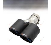 EPLUS Car Carbon Fiber Matte Muffler Tip Y Shape Double Exit Exhaust Pipe Mufflers Nozzle Decoration Universal Stainless Blue