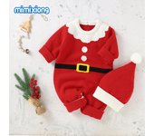 Ropa de Año Nuevo para Bebe recién nasido, pelele + Sombrero de Papá Noel, disfraz de dibujos animados, mono de manga Largo, sombrero, atuendo de Navidad