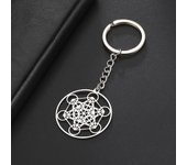 Sacred Geometry Archangel Metatron Pendant Keychains Stainless Steel Key Chain Keyring For Men Women