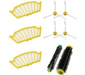MIRTUX Kit para Roomba serie 500: 3 filtros, 1 Kit de cepillos centrales y 4 cepillos laterales