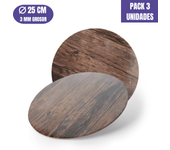 Base Para Tarta Redonda De 25 X 0,3 Cm - Madera Oscura [3 Uds]