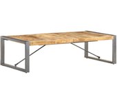 vidaXL Mesa de centro madera de mango rugosa 140x70x40 cm Negro, Gris, Mesita de Salón o Comedor o Auxiliar Mesa de Café Meuble Salón