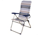 Silla playa plegable alta 5 posiciones a rayas azules y grises Aktive