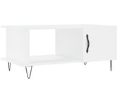vidaXL Mesa de centro madera contrachapada 90x50x40 cm Blanco, Negro, Blanco brillante Mesita de Salón o Comedor o Auxiliar Mesa de Café Meuble Salón