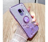 Gradient Glitter Powder Ring Holder Phone Case For Samsung Galaxy S9/S9+ Shockproof Soft Back Cover