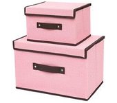Juego de 2 Cajas de Almacenaje,caja de almacenamiento plegable con tapa, Adecuado para guardar ropa, libros, juguetes, calcetines