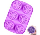 Molde de rosas para cubitos de hielo, moldes de silicona con forma de flor, 6 cavidades, fácil desmoldar, bandeja para cubitos de hielo para cócteles, jugos, whisky, gelatina y chocolate.