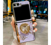 Luxury Glitter Phone Case for Samsung Galaxy Z Flip 5 4 3 Flip5 Flip4 Flip3 5G Zflip5 Girl Woman Ring Stand Holder Back Cover