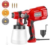 550W pistola pulverizadora de pintura electrica HVLP, 1200ml pistola de pintura para paredes de casa spray pulverizador de agua, 4pcs boquilla aerografo Muebles de jardín herramientas de pintura prostormer