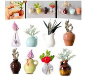 8 mini jarrones magnéticos de cerámica para nevera, con forma de florero