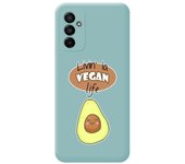 Funda Silicona Líquida Azul para Samsung Galaxy M23 5G diseño Vegan Life Dibujos