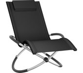 TECTAKE - Tumbona PAULINA ergonómica, plegable y capacidad de carga de 150 kg, Con función de balancín, Superficie con malla transpirable de textileno con reposacabezas extraíble, Estable estructura de acero con inserciones suaves de espuma