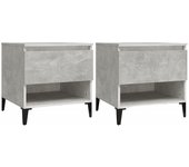 vidaXL Mesas auxiliares 2 uds contrachapada 50x46x50 cm Blanco, Negro, Blanco brillante Mesa de sofá Mesa de Entrada para Salón Consola de Entrada Mueble Recibidor Mesita Mesa auxiliar Salon