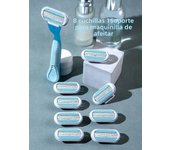 ( 1 Handle + 8 Blades ) Women Safety Razor Blades Face/ Leg/ Armpit/ Bikini Beauty Hair Removal Shaving Compatible Venus Shaver