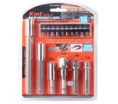 Juego de 16 puntas y adaptadores para destornilladores o taladro de 21 x 13 cm. Set para realizar labores de bricolaje. Pack 16 piezas para atornillar o desatornillar.