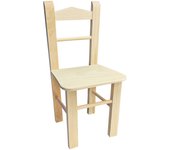 Tradineur - Silla infantil de madera natural, respaldo de listones, altura del asiento 29,3 cm, silla para niños sin tratar con reposapiés - 57 x 31 x 26 cm