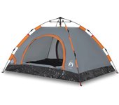 vidaXL Tienda de campaña 4 personas apertura rápida gris y naranja
