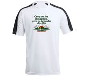 MERCHANDMANIA CAMISETA técnica franja mangas NEGRA frase motivadora ejercicio gimnasio milagro deporte tshirt