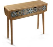 Versa Alfama Mueble Recibidor Estrecho para la Entrada o el Pasillo, Mesa Consola, con 2 cajones, Medidas (Al x L x An) 81,5 x 30 x 90 cm, Madera, Color Gris