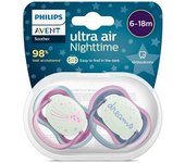 Avent 2 Chupetes Ultra Air Nocturnos Rosas De 6-18 Meses. Scf376/22