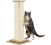 PawHut Poste Rascador para Gatos 87 cm Rascador para Gatos Arañador para Gatos con Bola Colgante Juguete de Pelota de Pista y Poste de Sisal Roble