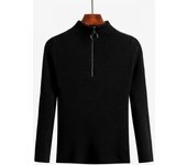Women Fashion Solid Knitted Sweaters Vintage Long Sleeve Zip-up Basic Half Turtleneck Sweater Female Pullovers Chic Casual Tops