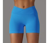 Crossover Waist Women Sport Shorts Yoga Shorts Gym Workout Running High Waist Yoga Shorts Push Up Hip Seamless Fitness Shorts