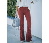 Women Summer Casual High Waist Flare Leg Pants - Solid Polyester Slim Fit Non-Stretch, Machine Washable