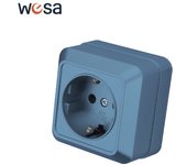 WESA Blue Wall Surface Button Light Switch EU Standard Classic Paint Plastic Outdoor 2 Gang 1 Way Wall Exterior Rocker Switch