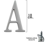 Letra metal a plateada mate 10 cm. con tornilleria oculta (blister 1 pieza)