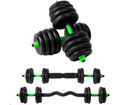 Pesas y Mancuernas Ajustables 10/15/20/30/40 KG Juego de Pesas 3en1 con Barra Recta y Curva, Mangos Antideslizantes, Kit Mancuernas para Gimnasio en Casa