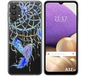 Tumundosmartphone Funda Gel Transparente para Samsung Galaxy A32 5G diseño Plumas Dibujos