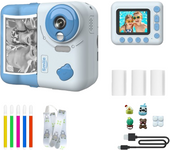 Cámara de impresión instantánea para niños Cámara digital para niños 1080P Pantalla IPS de 2,4 pulgadas Zoom 10x con papel de impresión térmica bolígrafo de color correa para el cuello Tarjeta TF de 32 GB regalo de cumpleaños para niños