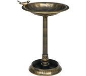 Outsunny Baño para Pájaros de Jardín Exterior Altura 72 cm Comedero para Pájaros con 2 Niveles Recipientes Diseño Retro y Elegante Bebedero para Pájaros para Aire Libre Bronce
