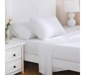 Queen, sábanas de microfibra cepillada suave, transplabbles y refrescantes, sábanas egipcia de lujo para hotel con bolsillo profundo de 16 pulgadas, antiarrugas, 4 piezas (Queen, Blanco)