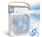 Ventilador Almalux® Portatil Enfriador de aire 4 en 1 - Ventilador - Humidificador - Aromaterapia y Luz Led de colores - Depósito para Agua/Hielo