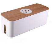Wooden Cable Storage Box Power Line Storage Case Dustproof Charger Socket Organizer Wire Case Home Cable Winder Organizer