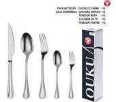 Mr.Spoon Serie Raya Juego de 60 o 72 piezas cubiertos,Acero Inoxidable18/0,Plateado,Económico y funcional,Incluye cuchillo de carne o mesa,tenedor,cuchara,cucharilla,etc.Mango monobloque,Apto para lavavajillas,Empaque ecológico,Para casa,hotel,restaurante