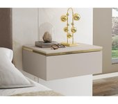 Vente-unique - Conjunto de 2 mesitas de noche flotantes con 1 cajón - Beige y dorado - VUKIA de Pascal Morabito