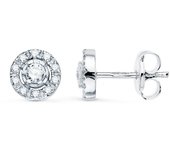 Inmaculada Romero Pendientes Oro Blanco 18k Niña 7mm Redondos Circonitas Presión