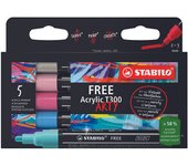 STABILO ESTUCHES 5 MARCADORES ACRILICOS STABILO FREE T300 SURTIDOS FREE
