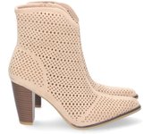 Davinia Shoes Botin de Tacon para Mujer, Comodos, de Punta Fina, con Calados, y Cierre de Cremallera, Primavera Verano 2023 Shoes&Blues.es Z-2231-Beige