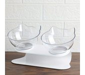 Double Cat Bowls - Raised Pet Food And Water Bowls For Cats And Small Dogs - Non-Slip Plastic Cat Bowl With Removable Stainless