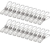 Ropa, lencería, pinzas para la ropa y bolsas metálicas con clips de acero inoxidable | Colgante, resistente al viento, antióxido, para exterior, casa, cocina, baño, jardín, balcón | 100 piezas